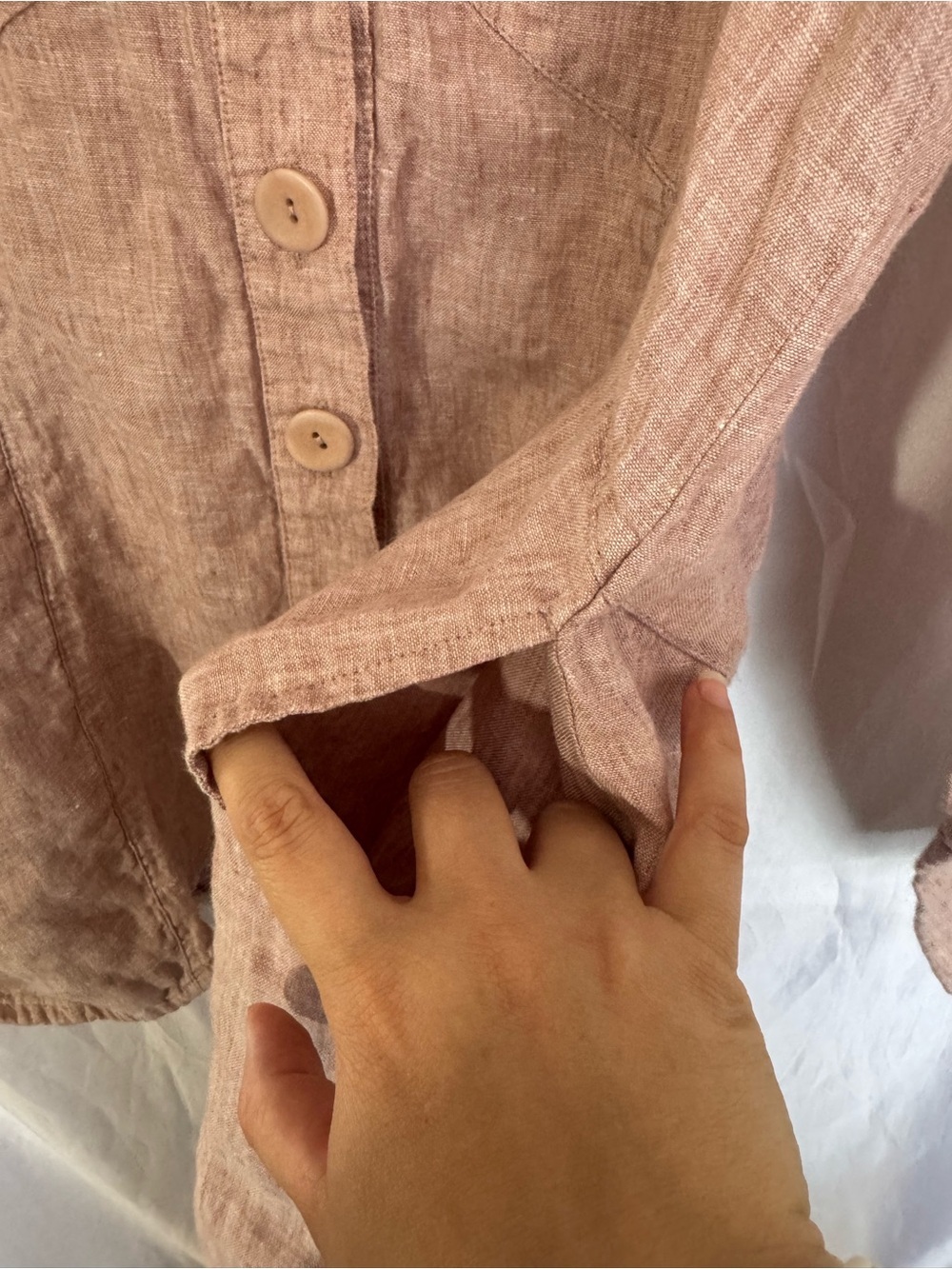FLAX | 100% Linen Button-Down Blouse Pink Mauve Size P - Picture 4 of 7